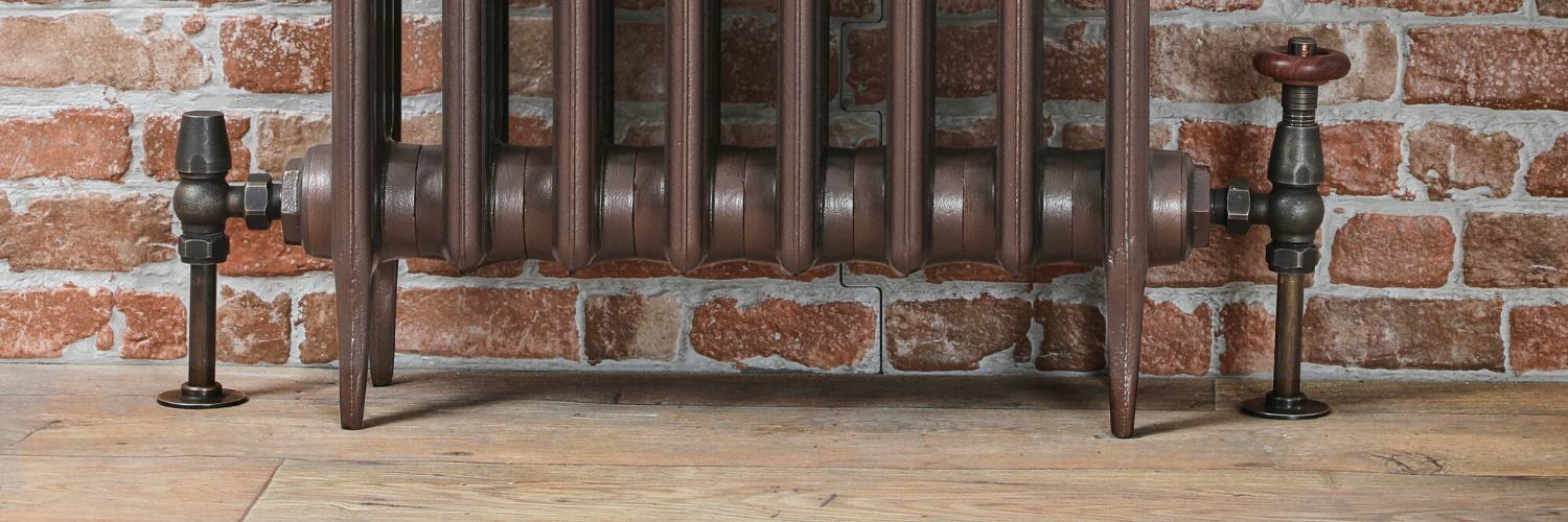 bottom view of cast iron radiator in bronze