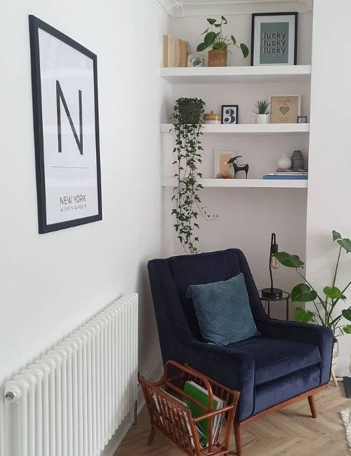 white column radiator in a living room