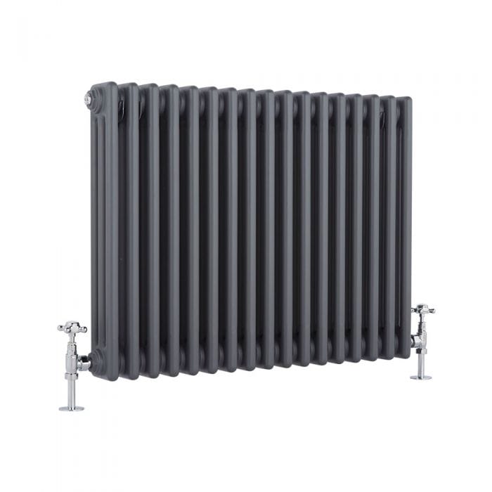 Milano Windsor - Horizontal Triple Column Anthracite Traditional Cast Iron Style Radiator - 600mm x 785mm