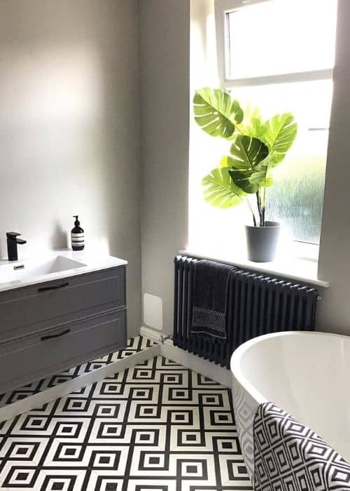 anthracite windsor radiator in a bathroom
