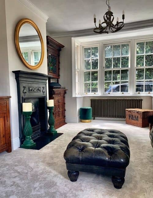 bronze radiator in a period style living room