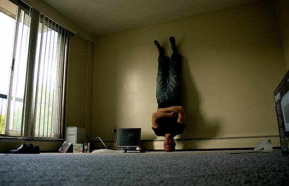 plumber standing on his head