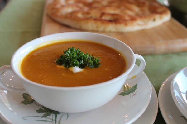 pumpkin soup in white cup pumpkin soup in white cup