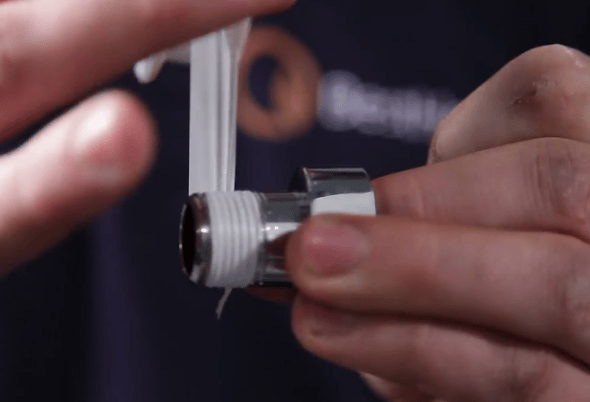 PTFE tape wrap around a valve