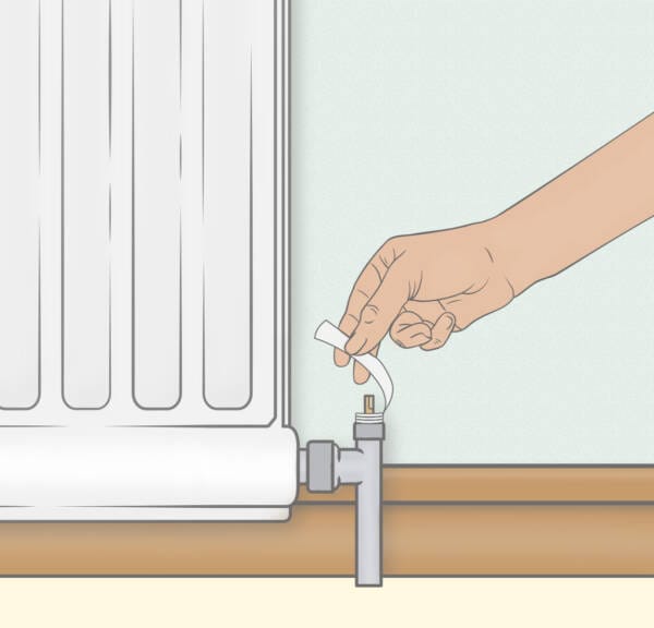 diagram showing hand wrapping ptfe tape to fix a leaky radiator diagram showing hand wrapping ptfe tape to fix a leaky radiator