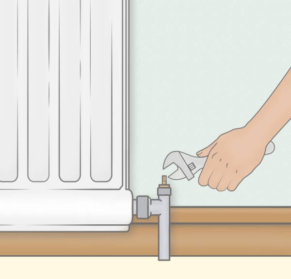 diagram showing hand with spanner to fix a leaky radiator diagram showing hand with spanner to fix a leaky radiator