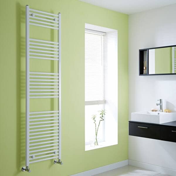 Large White Flat Heated Towel Rail