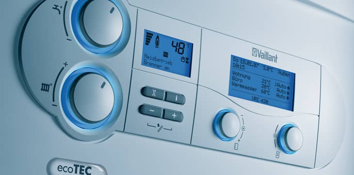 Boiler with digital display Close up of Vaillant boiler with digital display and multiple dials