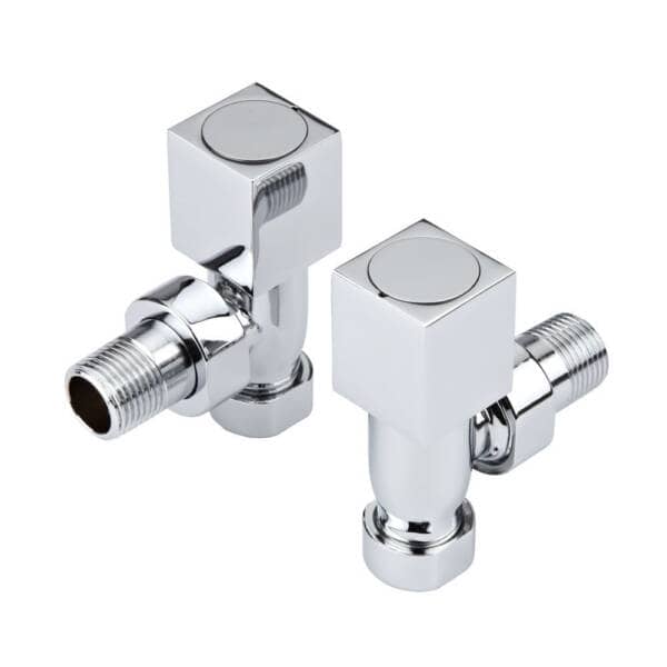 Milano - Chrome Square Designer Angled Radiator Valves (Pair)