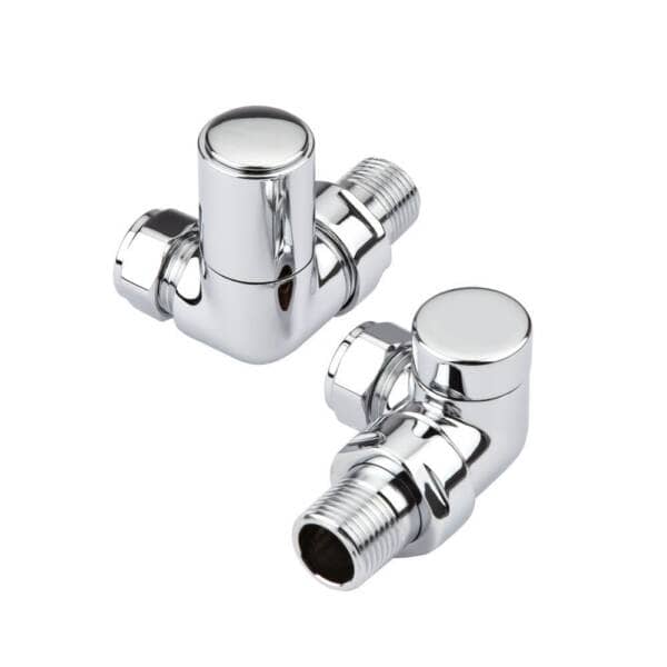 Milano Chrome Modern Radiator Valves - Corner Pair