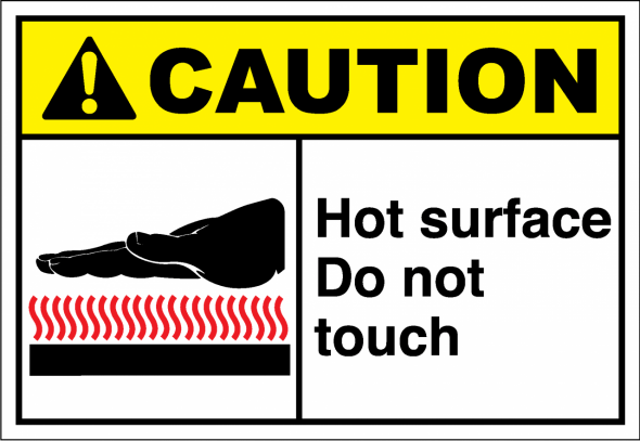 Safety sign that tells people that something will be hot