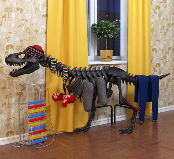 A radiator designed to look like a tyrannosaurus rex