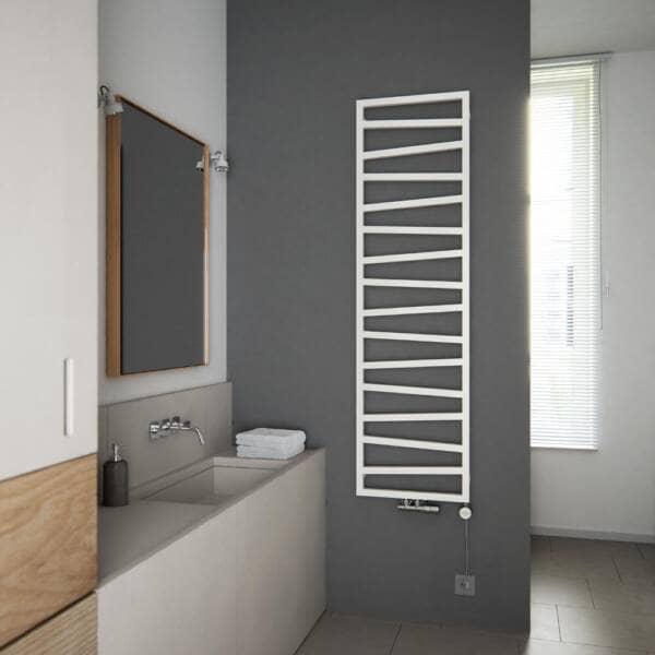 Terma ZigZag heated towel rail on a wall in a room
