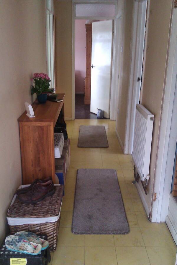 Customer hallway with convector radiator