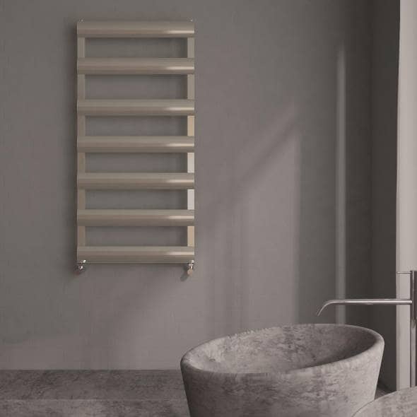 Brushed chrome Milano Passo alumnium designer heated towel rail