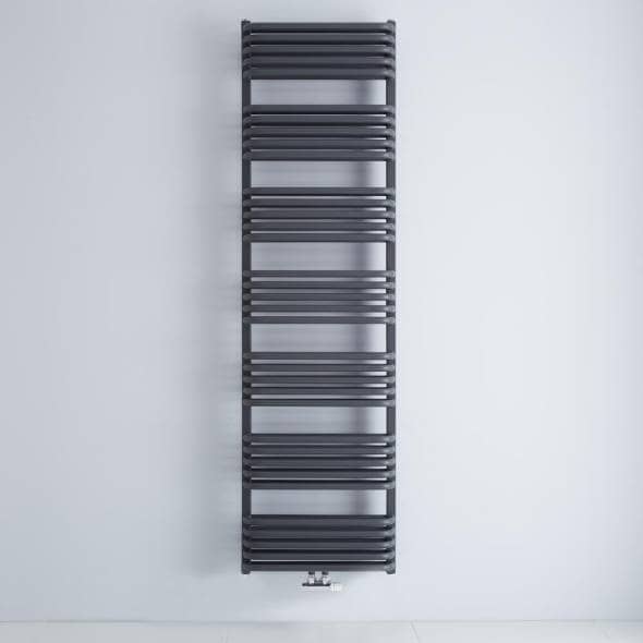 The Milano Bow Central Connection bar on bar heated towel rail in anthracite