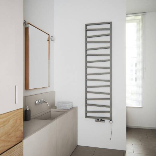 Terma ZigZag heated towel rail in unique design in modern bathroom Terma ZigZag heated towel rail in unique design in modern bathroom