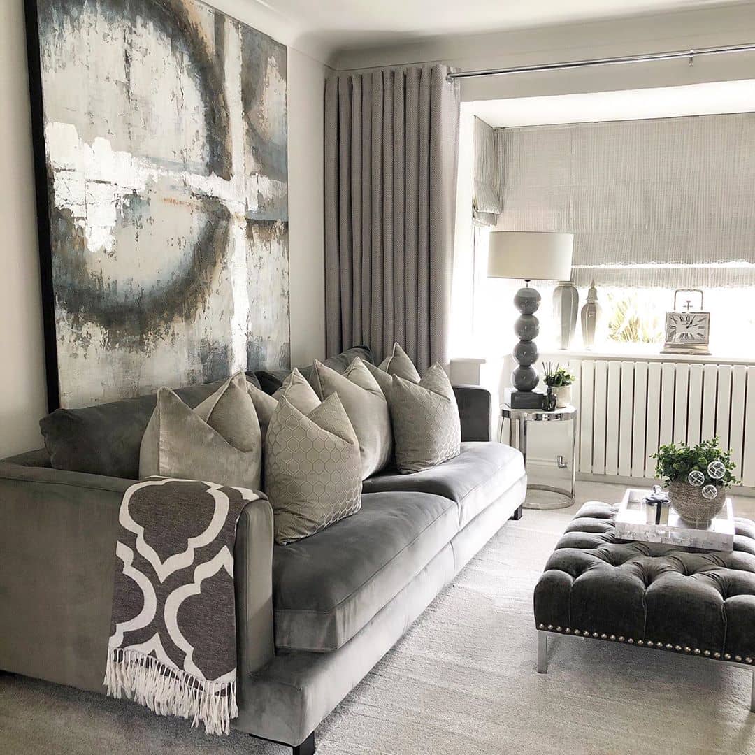modern grey and white living room