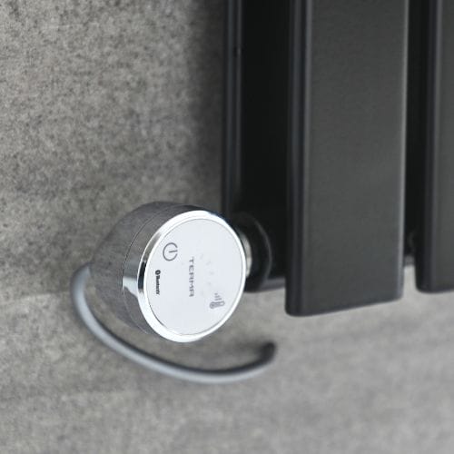black radiator with a thermostatic heating element