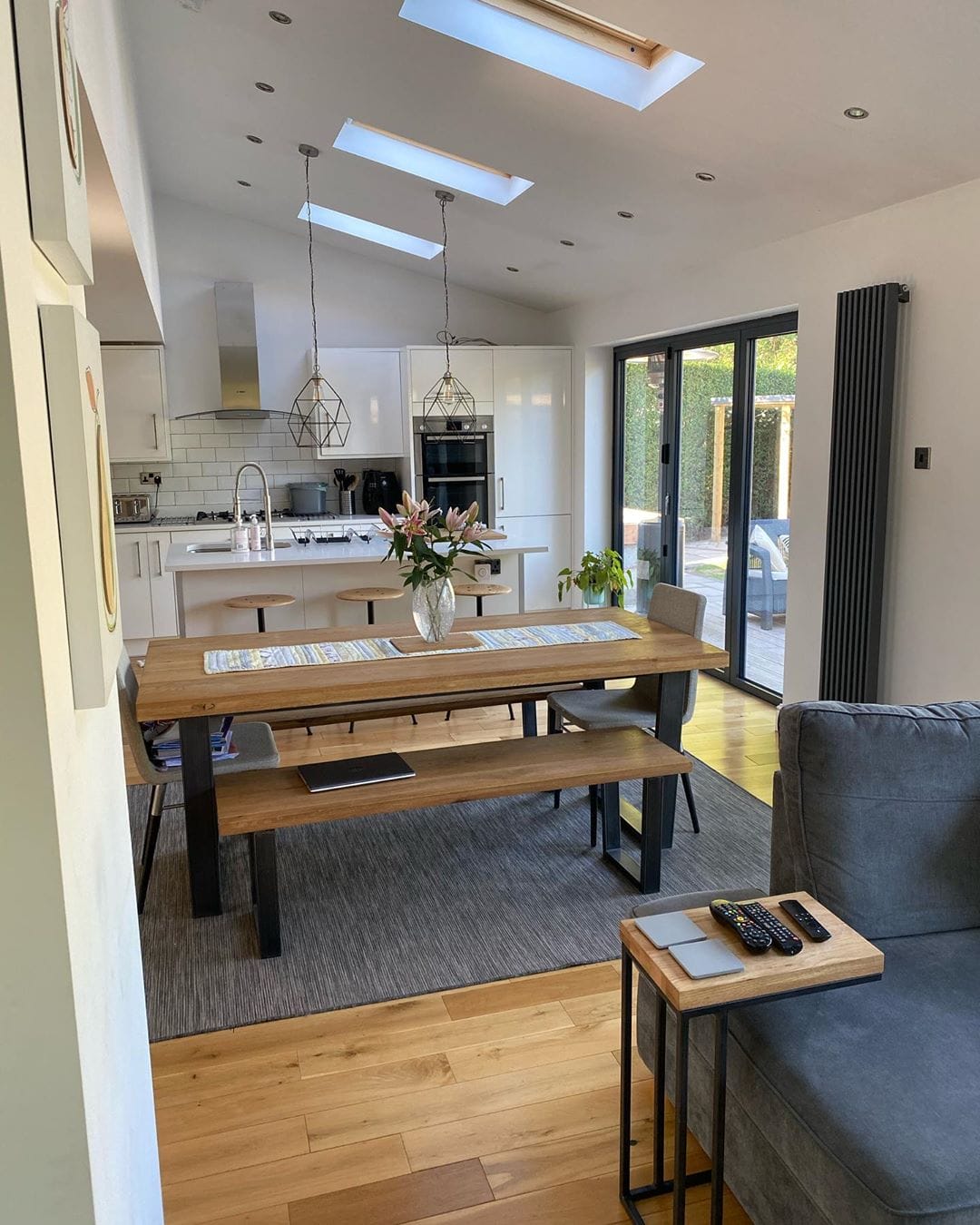 open plan living and dining room