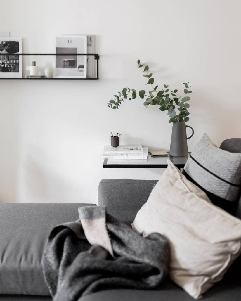 53155898_574546766375518_8003863577541786123_n Close up of settee with cushions near clear table with grey vase