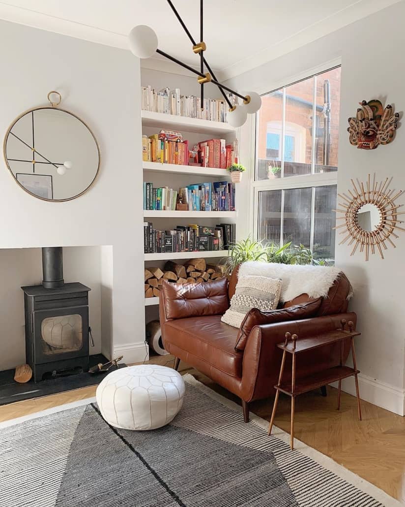 vintage sofa in a white living room