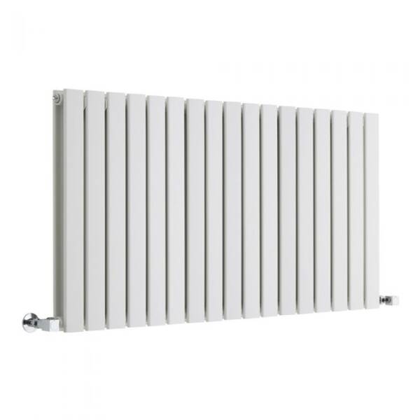 Milano Alpha - White Horizontal Double Slim Panel Designer Radiator