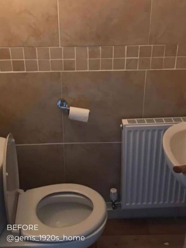 horizontal radiator in a bathroom