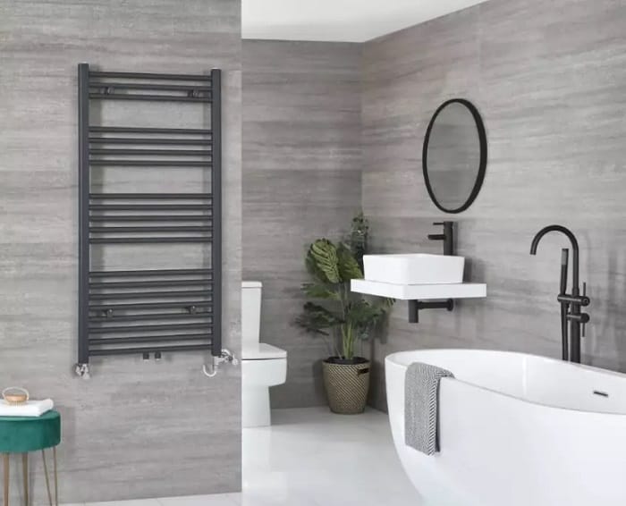 Milano Neva Anthracite Dual Fuel Heated Towel Rail
