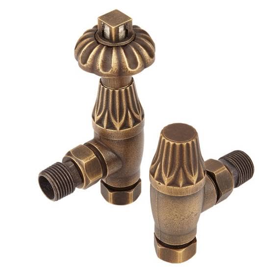 Antique-Style-Bronze-Thermostatic-Angled-Radiator-Valves Traditional radiator valves
