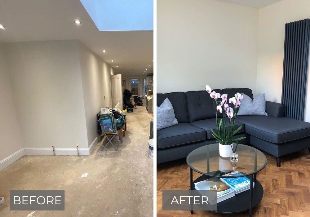 before and after living room makeover