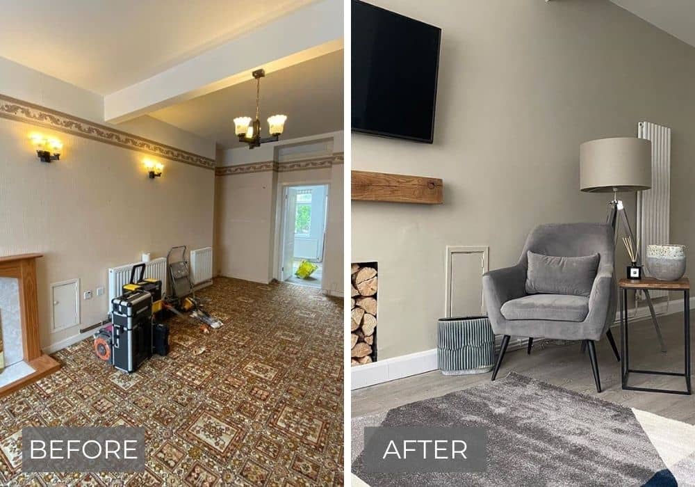 before and after living room transformation