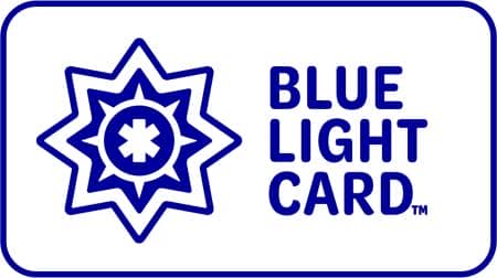 The blue light card logo in the shape of a card