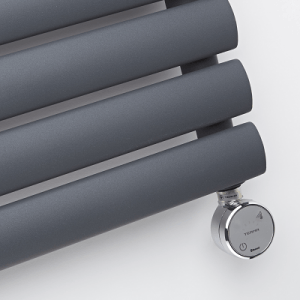 Close up of an electric heating element entering a radiator Close up of an electric heating element entering a radiator