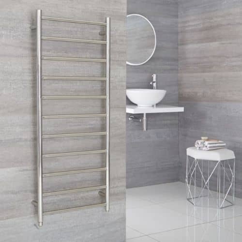 milano esk electric heated towel rail in a bathroom
