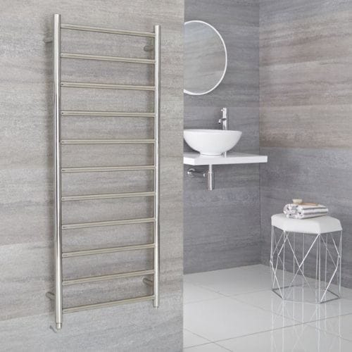 Milano Esk vertical chrome electric heated towel rail milano esk electric heated towel rail in a bathroom