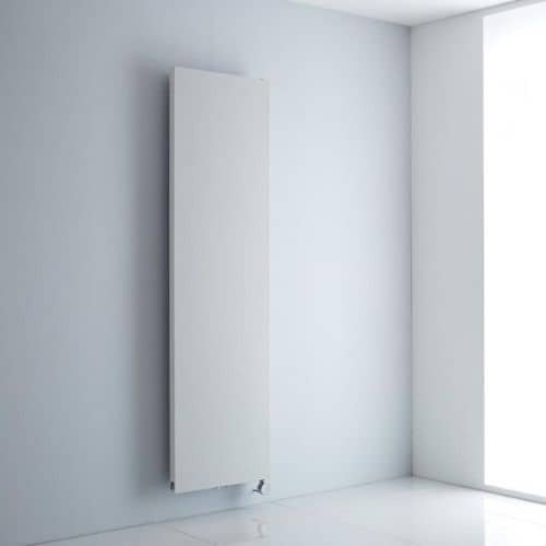 milano riso electric vertical radiator on a white wall