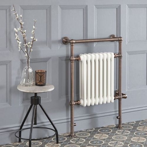 Milano Elizabeth traditional heated towel rail milano elizabeth electric heated towel rail on a panelled wall