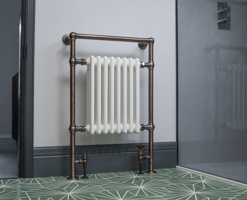 Milano Elizabeth heated towel rail in bathroom