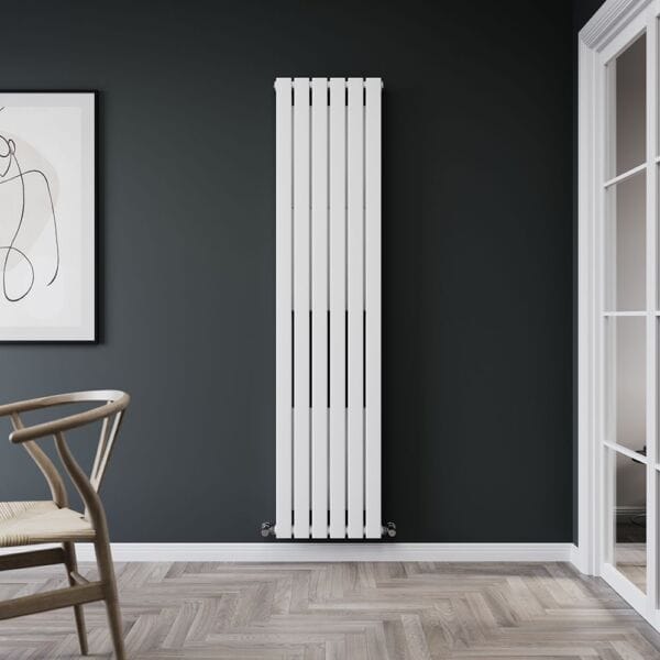 Vertical Milano Erin radiator in a dining area