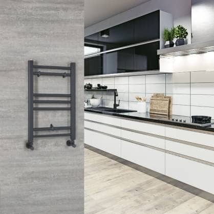 Milano Artle heated towel rail in a kitchen