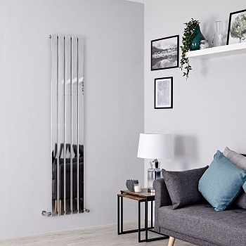 An image of a reflective Mirrored radiator in a sitting room