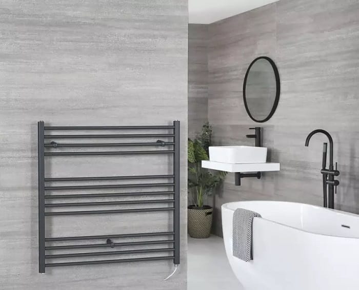 Milano Artle Electric Flat Anthracite Heated Towel Rail