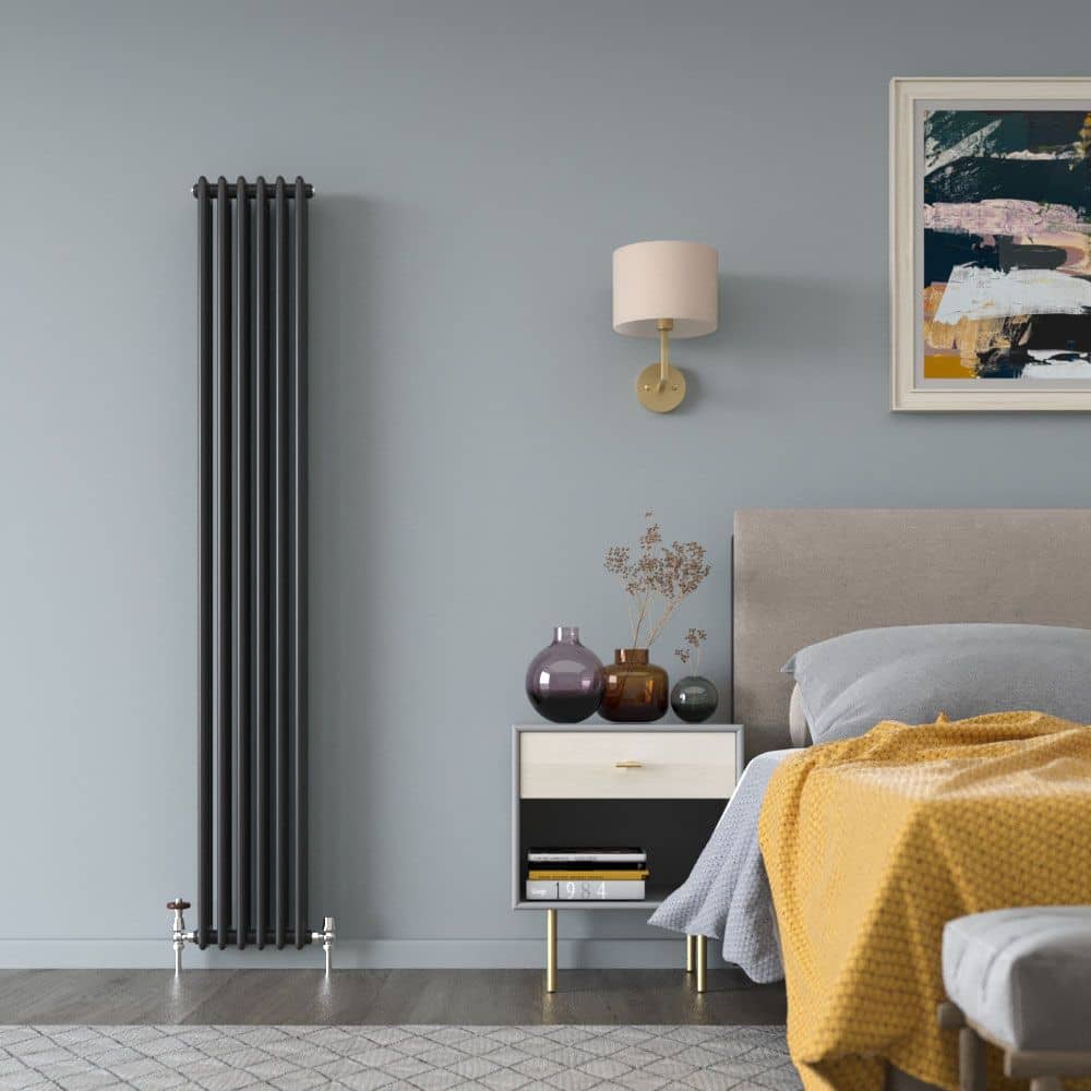 Milano Windsor - Black 1800mm Traditional Vertical Triple Column Radiator