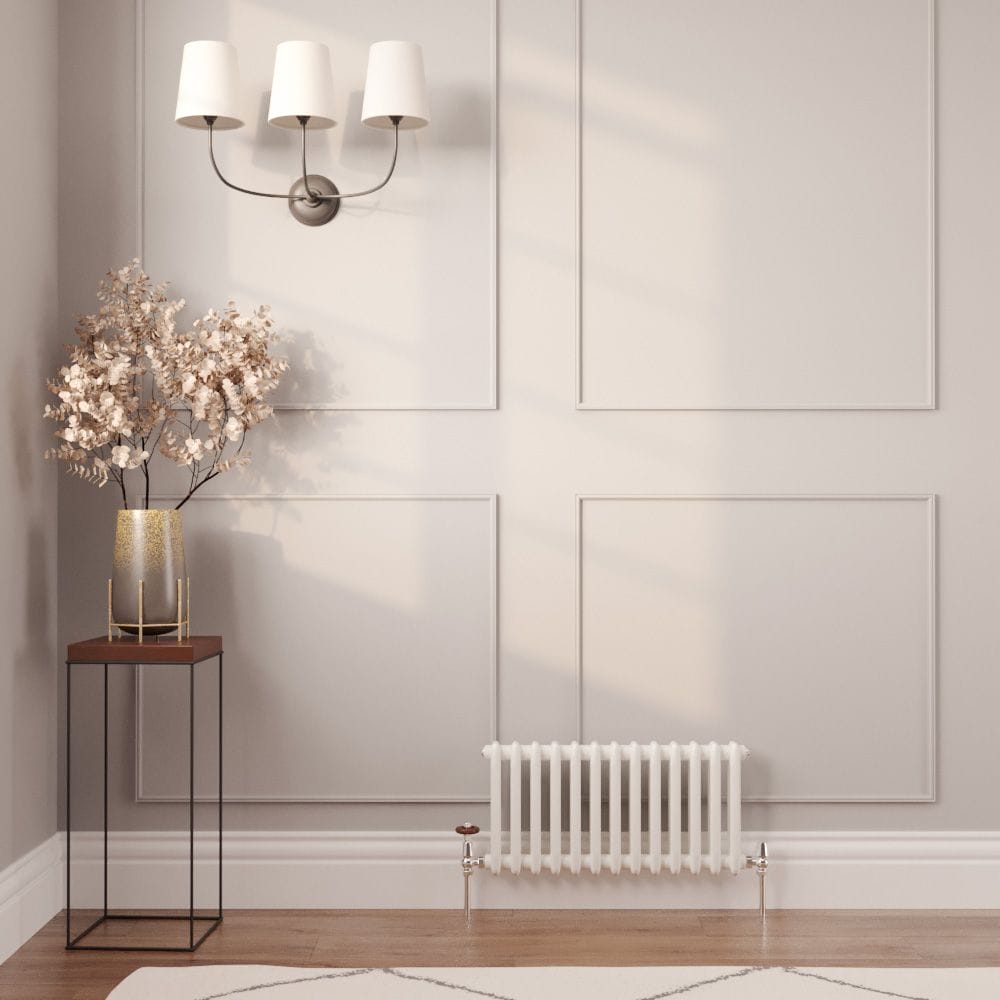 Milano Windsor - Horizontal Double Column White Traditional Cast Iron Style Radiator - 300mm x 605mm Milano Windsor - Horizontal Double Column White Traditional Cast Iron Style Radiator - 300mm x 605mm