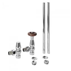Milano Windsor - Traditional Thermostatic Angled Radiator Valve and Pipe Connector Set Chrome