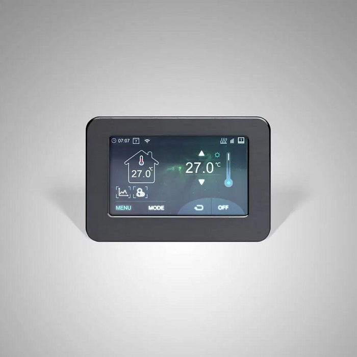 a Milano touchscreen room thermostat