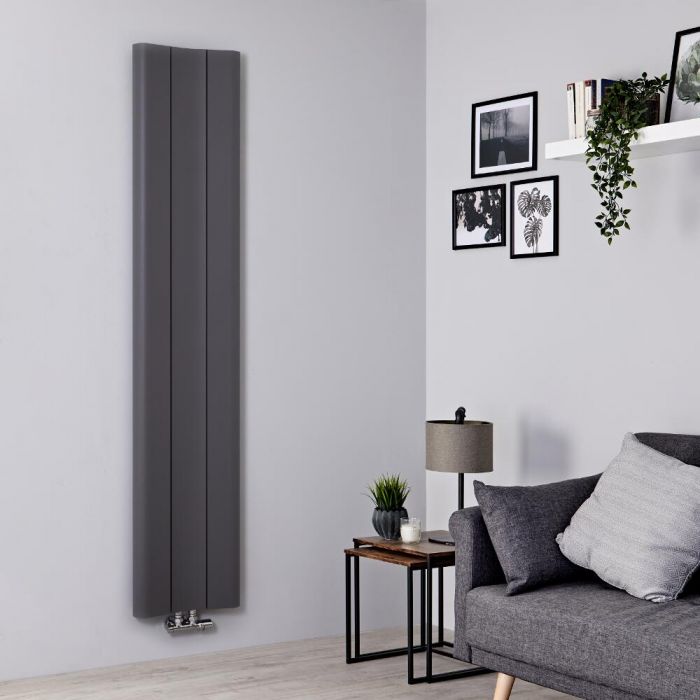 The Milano Solis aluminium vertical designer radiator in grey