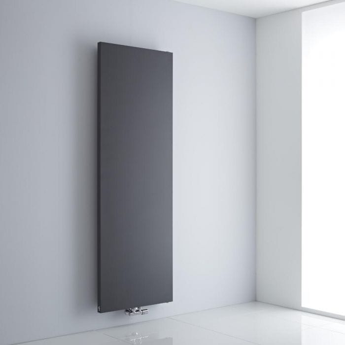 High output Milano Riso Anthracite Flat Panel Vertical Designer Radiator