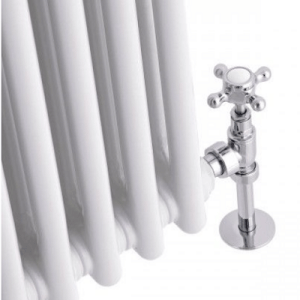 Plumbed radiator cutout image of a valve and radiator plumbed radiator close up